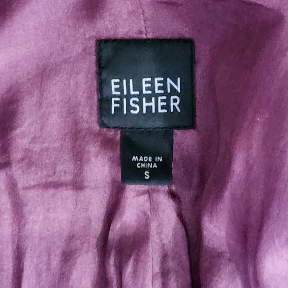 Eileen Fisher 100% Tussah Silk Blazer Jacket in Textured Burgundy Size S - Picture 12 of 12